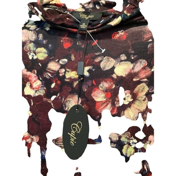 Cupid Blouse Top Women Size M Multicolor Floral Turtle Neck Long Sleeve Pullover - Picture 4 of 7